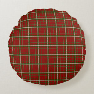 Red Plaid Tartan Pattern  Round Cushion