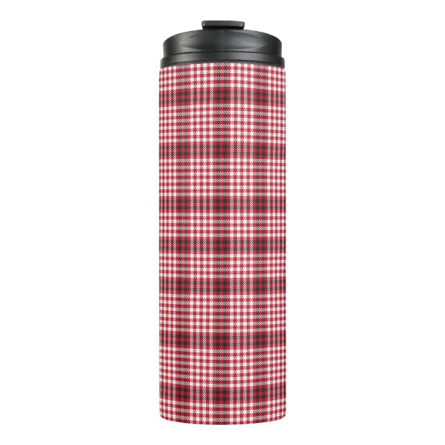 Red plaid tartan seamless pattern thermal tumbler (Front)