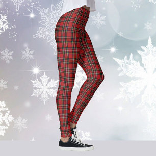 Red Plaid Tartan Yoga Christmas Holiday Running Leggings