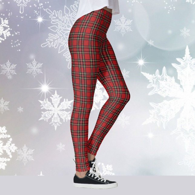 Red Plaid Tartan Yoga Christmas Holiday Running Leggings (Creator Uploaded)
