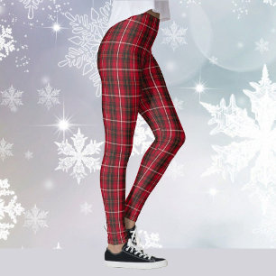 Red Plaid Tartan Yoga Christmas Holiday Running Leggings