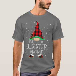 Red Plaid The Lil Sister Gnome Family Christmas Pa T-Shirt