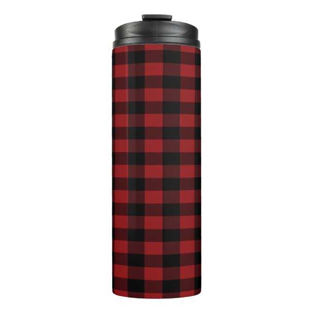 Red Plaid Thermal Tumbler (Front)