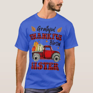 Red Plaid Truck Sister Thankful Grateful Blessed G T-Shirt