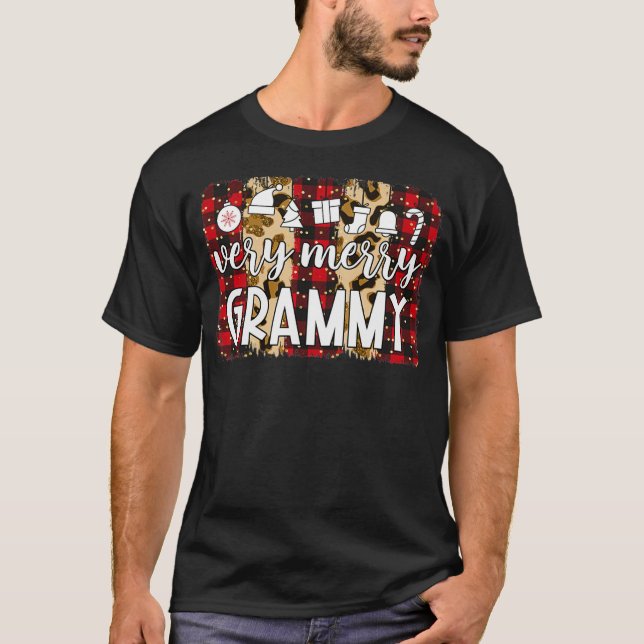 Red Plaid Very Merry Grammy Family Matching Christ T-Shirt (Front)