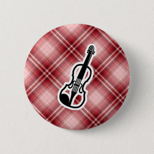Red Plaid Violin 6 Cm Round Badge