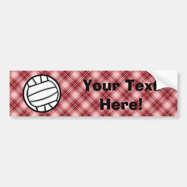 Red Plaid Volleyball Bumper Sticker (Front)