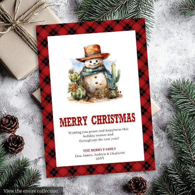 Red Plaid Western Country Christmas Card (Red Plaid Western Country Christmas Card)