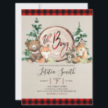 Red Plaid Winter Woodland Baby Shower Invitation<br><div class="desc">Red Plaid Winter Woodland Baby Shower Invitation</div>