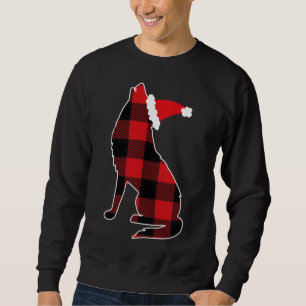 Red Plaid Wolf Santa Hat Christmas Pajama Wolf Lov Sweatshirt