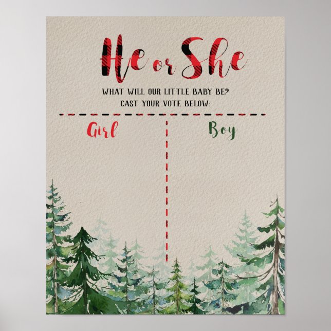 Red Plaid Wood Lumberjack Voting Board Poster (Front)