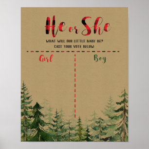 Red Plaid Wood Lumberjack Voting Board Poster