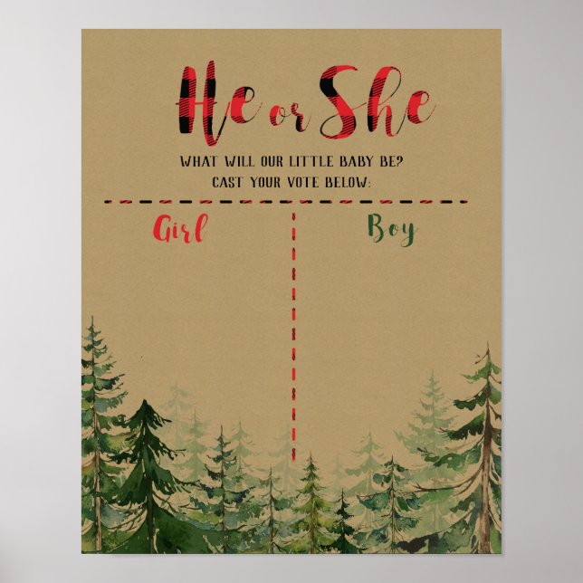 Red Plaid Wood Lumberjack Voting Board Poster (Front)