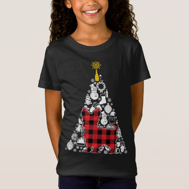 Red Plaid Yorkshire Yorkie Dog Christmas Tree Orna T-Shirt (Front)