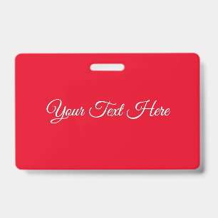 Red Plain Elegant Minimalist Calligraphy ID Badge