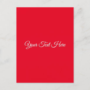 Red Plain Elegant Minimalist Calligraphy Postcard