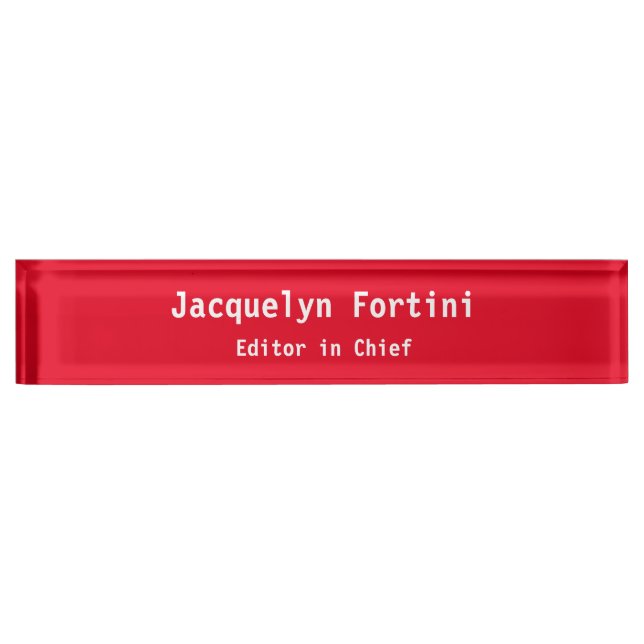 Red Plain Elegant Modern Minimalist Simple Nameplate (Front)