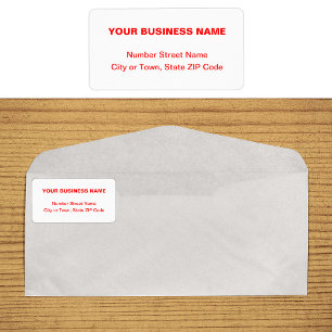 Red Plain Texts on White Business Address Label