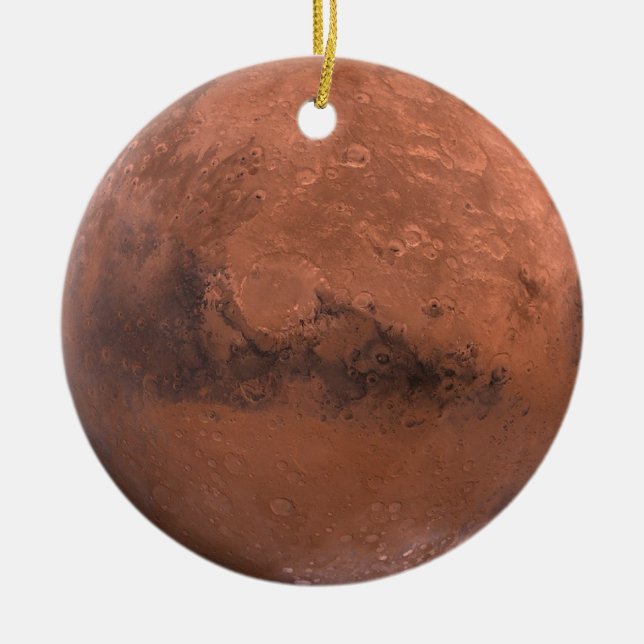 Red planet Mars Ceramic Tree Decoration (Front)