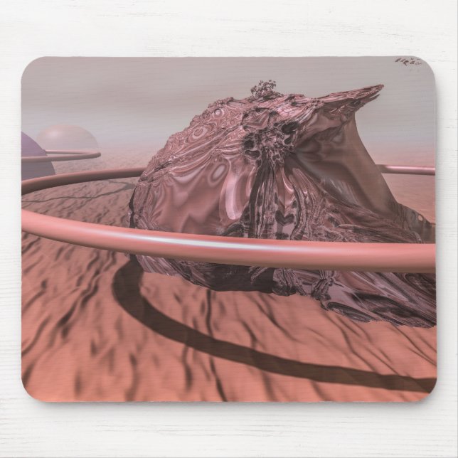 Red Planet Mars Fractal Art Fantastic Surreal View Mouse Pad (Front)