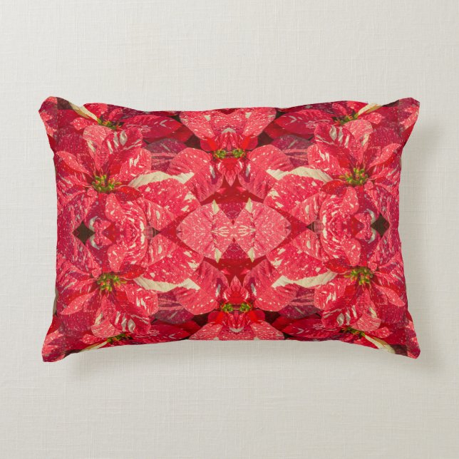 Red plant Poinsettia Flower Decorative Cushion (Front)