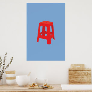 Red Plastic Stool Print