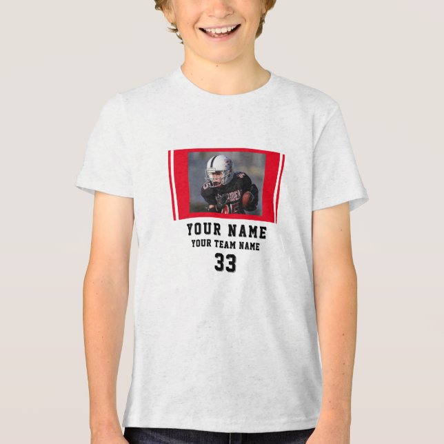 Red Player Name Number Team Photo Tri-Blend Shirt (Front)