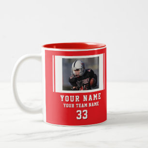 Red Player Name Number Team Photo Two-Tone Coffee Mug