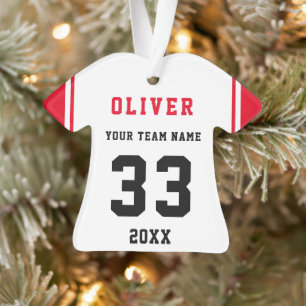 Red Player Name Number Team Sports Kids Keepsake O Ornament