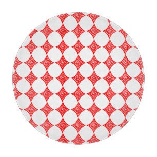 Red Playing Card Symbol Diamond Shape Lino Cut Cutting Board