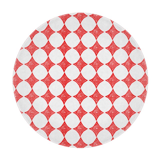 Red Playing Card Symbol Diamond Shape Lino Cut Cutting Board (Front)