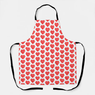Red Playing Card Symbol Heart Shape Lino Cut Apron