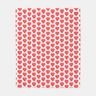Red Playing Card Symbol Heart Shape Lino Cut Fleece Blanket