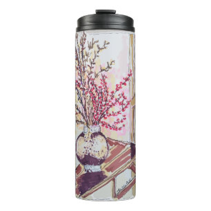 Red Plum Blossoms Thermal Tumbler