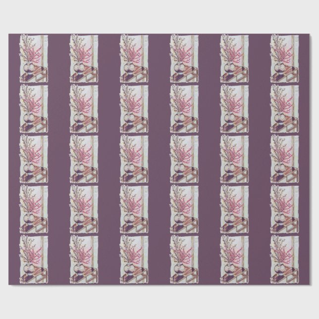 Red Plum Blossoms Wrapping Paper (Flat)