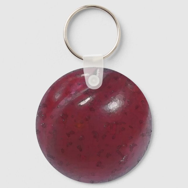 Red Plum Watercolor Key Ring (Front)