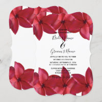 Red Plumeria Frangipani Wedding Invitations