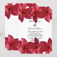 Red Plumeria Frangipani Wedding Invitations
