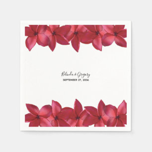 Red Plumeria Frangipani Wedding Napkin