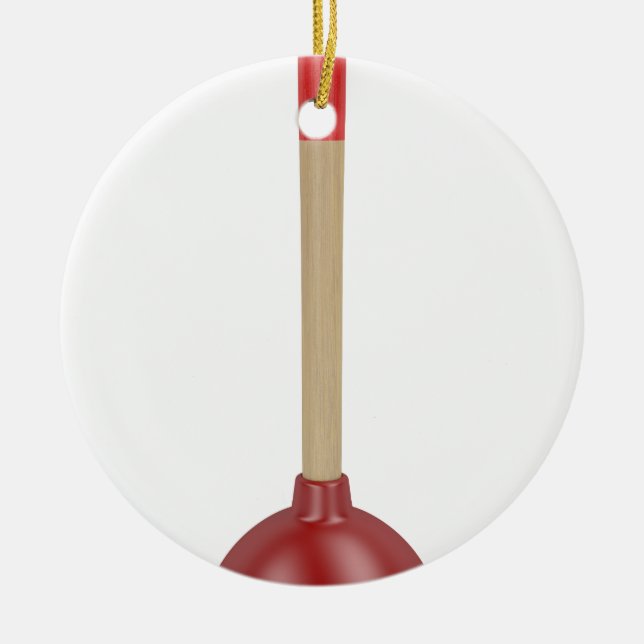 Red plunger ceramic tree decoration (Front)