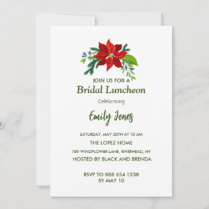 Red Poinsettia, Bridal Luncheon Invitation