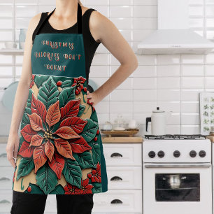Red Poinsettia Christmas Apron