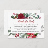 Red Poinsettia Christmas Baby Shower Book Request