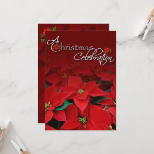 Red Poinsettia Christmas Celebration Invitation