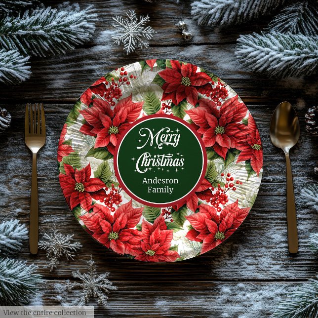 Red Poinsettia Christmas Custom Elegant Plates  (Red Poinsettia Christmas Custom Elegant Plates )