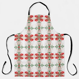 Red Poinsettia Christmas Holiday Apron