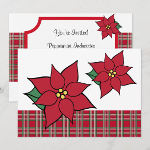 Red Poinsettia Christmas Party Holiday Invitations