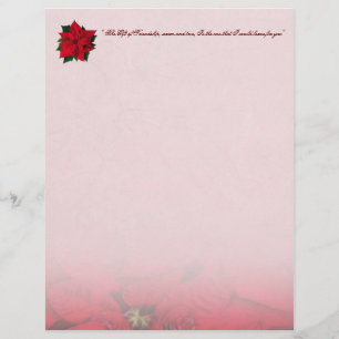 Red Poinsettia Christmas Stationery