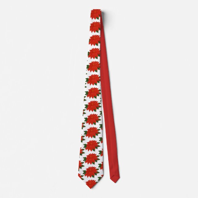 Red Poinsettia Christmas Tie (Front)
