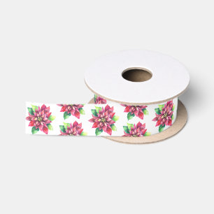 Red Poinsettia Christmas Wedding Satin Ribbon